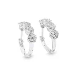 Boucles d'oreilles demi créoles Or gris Diamant