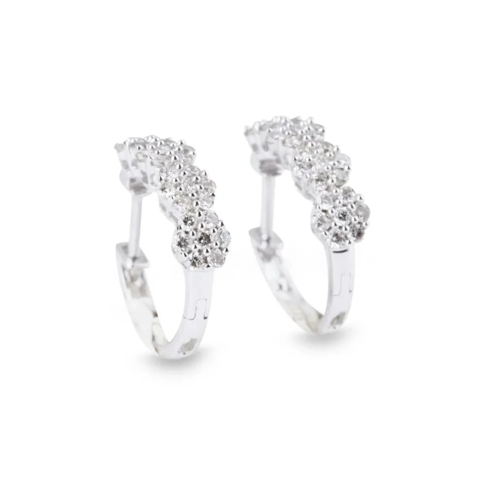 Boucles d'oreilles demi créoles Or gris Diamant