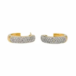 Boucles d'oreilles Demi créoles Or jaune, Or blanc Diamant