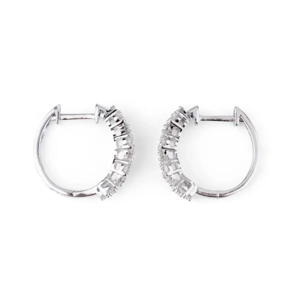 Boucles d'oreilles demi créoles Or gris Diamant