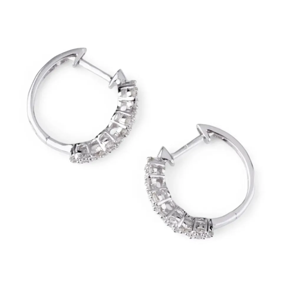 Boucles d'oreilles demi créoles Or gris Diamant