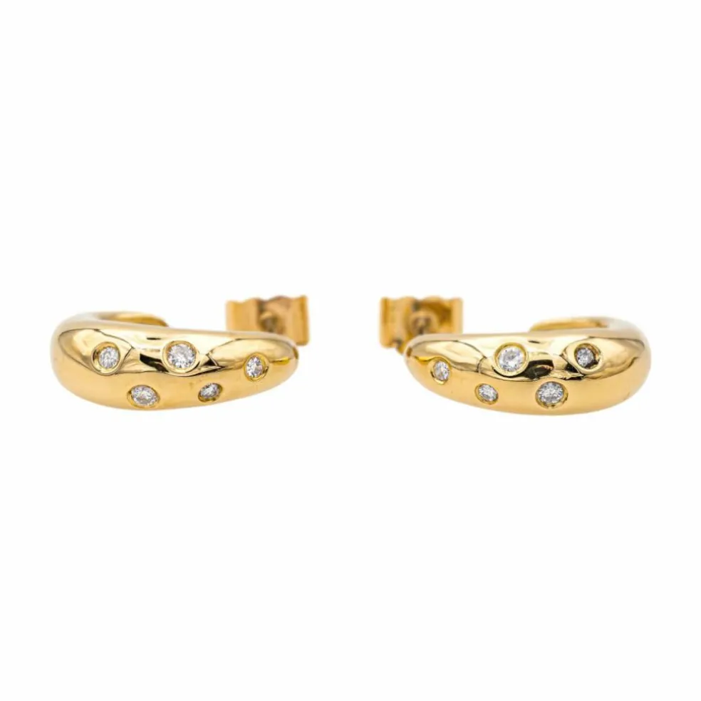Boucles d'oreilles Demi créoles Or jaune Diamant