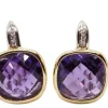 Boucles d'oreilles deux ors, améthyste et diamants