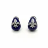 Boucles d'oreilles diamant fleur de lys émail hidalgo or blanc