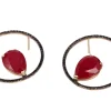 Boucles d'oreilles diamants noirs et rubis