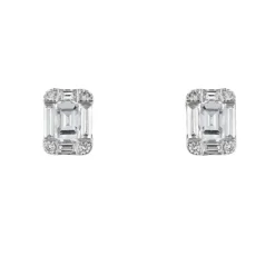 Boucles d'oreilles diamants baguettes