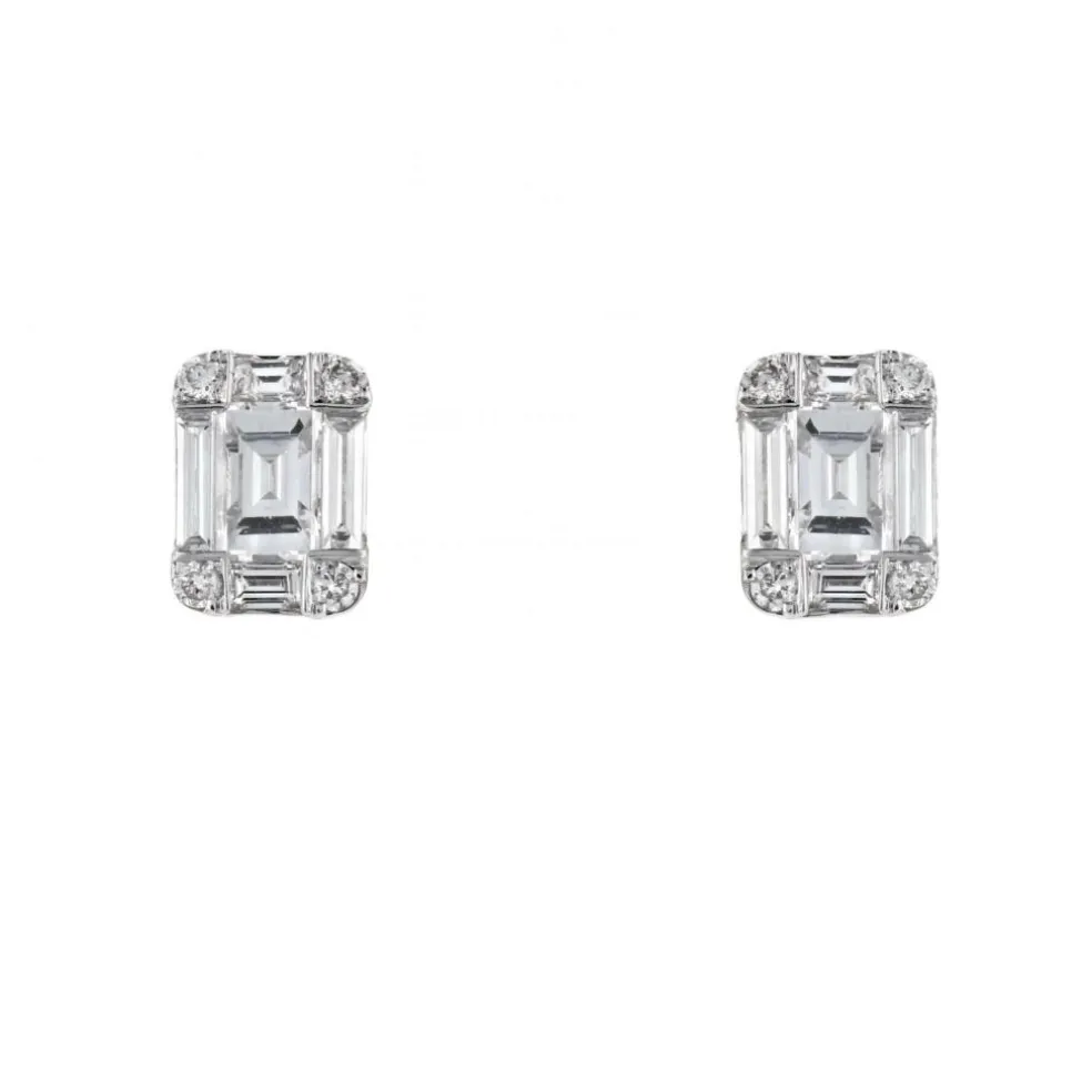 Boucles d'oreilles diamants baguettes
