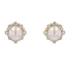 Boucles d'oreilles diamants perle Akoya or jaune