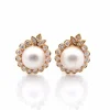 Boucles d'oreilles diamants et perles mabé