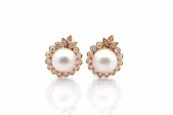 Boucles d'oreilles diamants et perles mabé