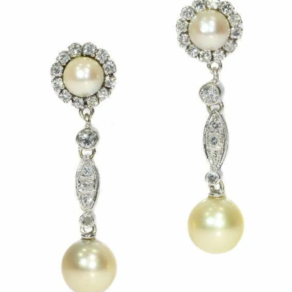 Boucles d'oreilles diamant et perle