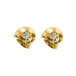 Boucles d'oreilles diamants or jaune en volutes