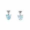 Boucles d'oreilles diamant coeur aigue-marine Vintage or blanc