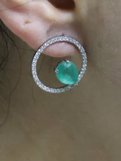 Boucles d'oreilles diamants et fluorite