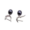 Boucles d'oreilles diamants et perles grises