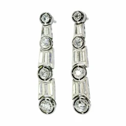 Boucles d'Oreilles Diamant, Platine