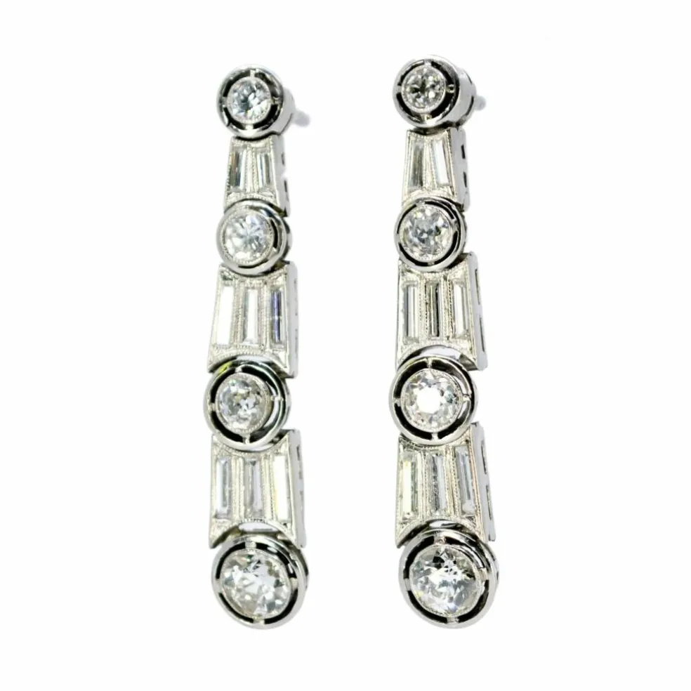 Boucles d'Oreilles Diamant, Platine