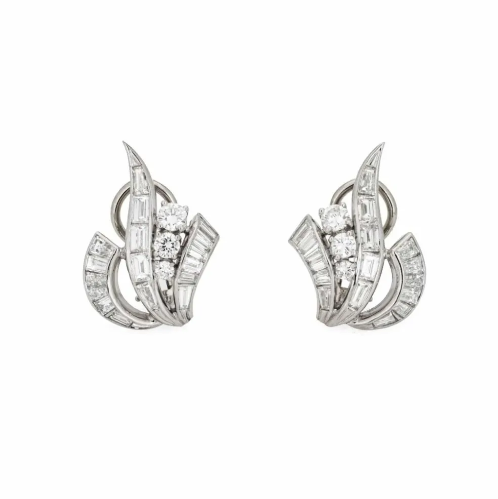 Boucles d'oreilles diamant platine