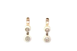 Boucles d'oreilles diamants en or et émail