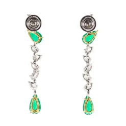 Boucles d'Oreilles Diamants et Emeraudes