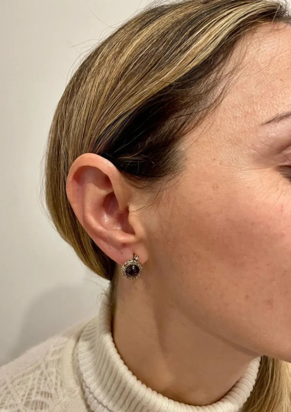 Boucles d'oreilles Diamants Grenat
