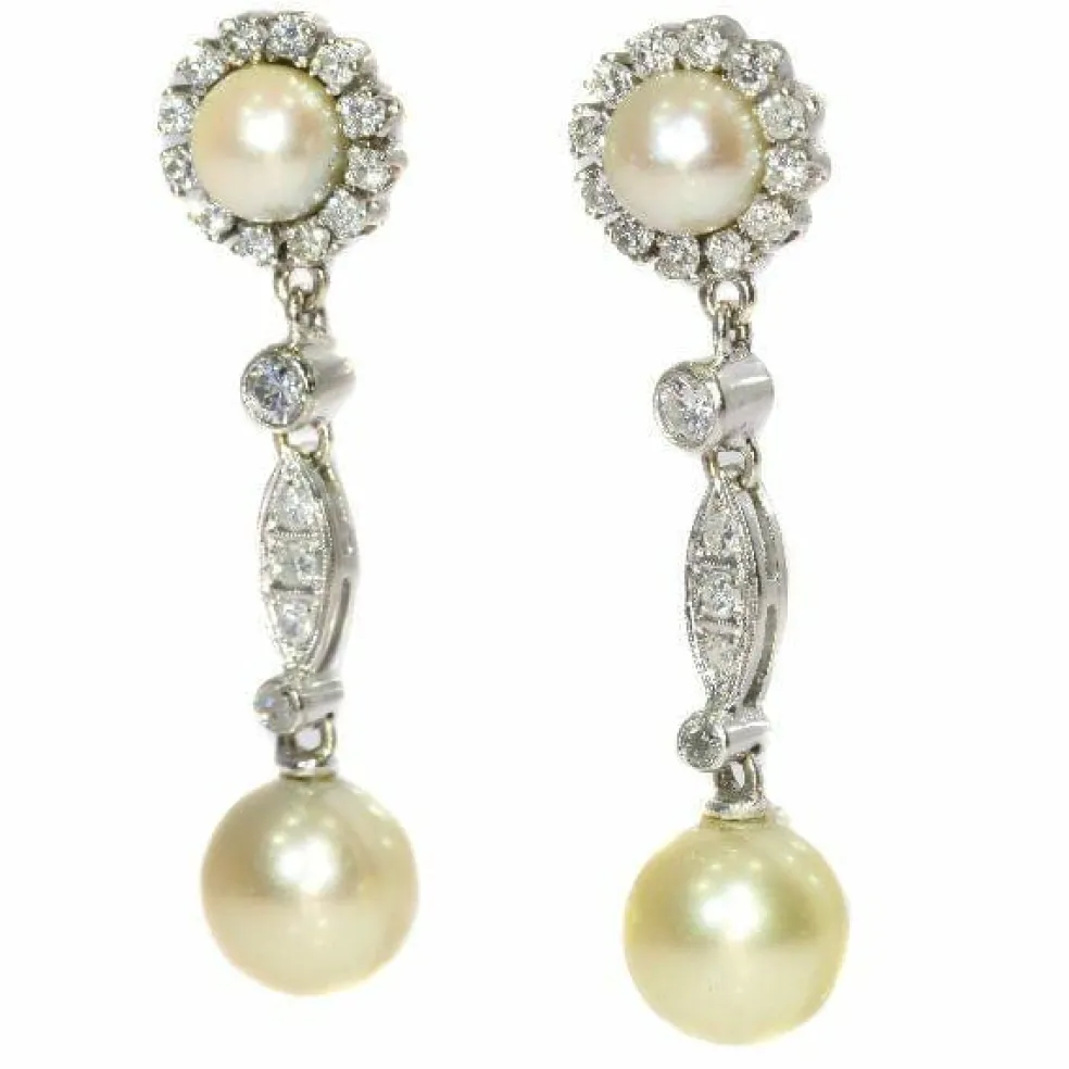 Boucles d'oreilles diamant et perle