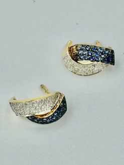 Boucles d’oreilles diamants saphir