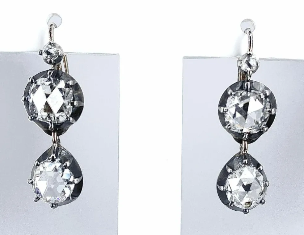 Boucles d’oreilles diamants taille rose