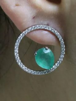Boucles d'oreilles diamants et fluorite