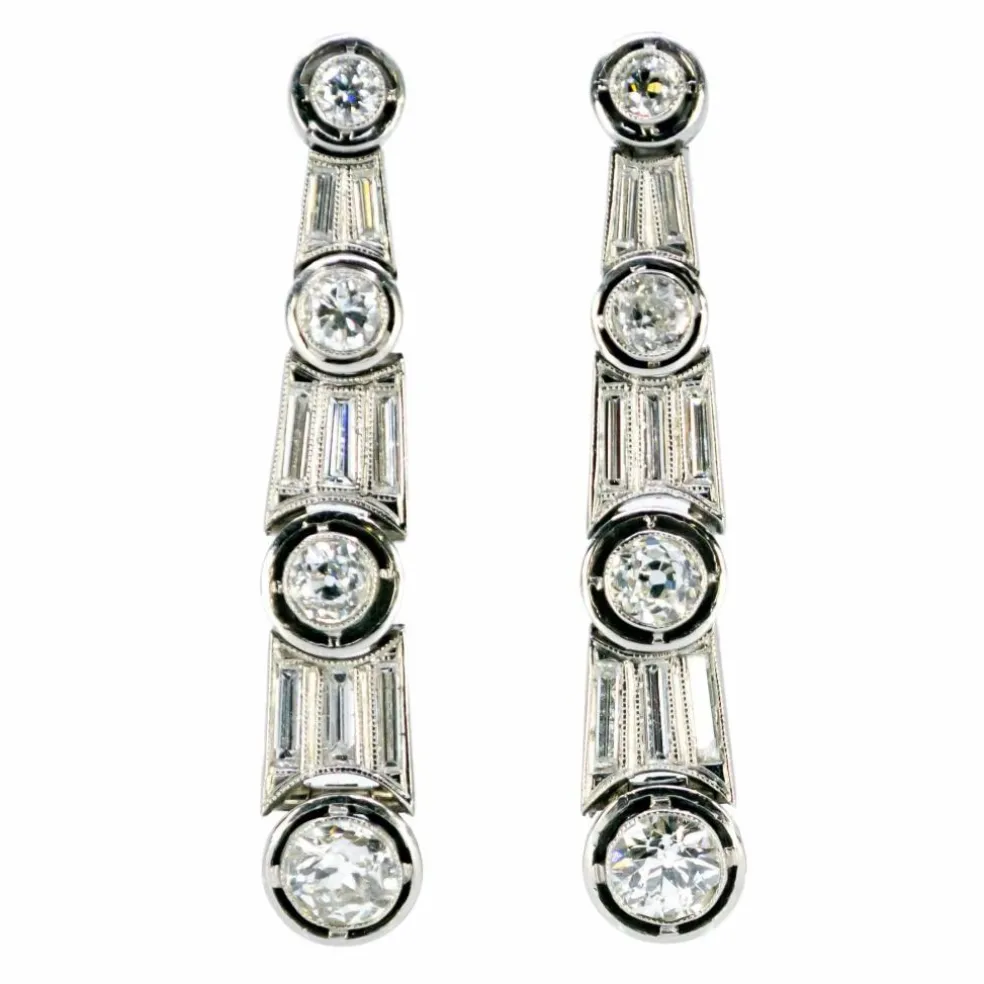 Boucles d'Oreilles Diamant, Platine