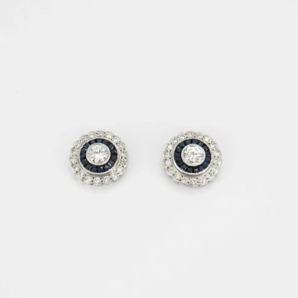 Boucles d'oreilles Diamants, Saphir