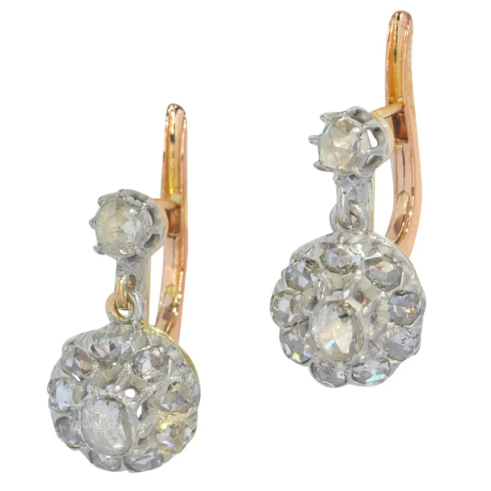 Boucles d'oreilles diamant pendantes vintage