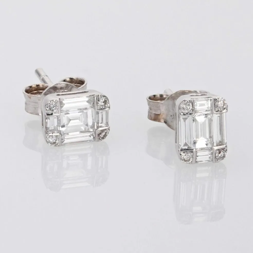 Boucles d'oreilles diamants baguettes