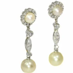 Boucles d'oreilles diamant et perle