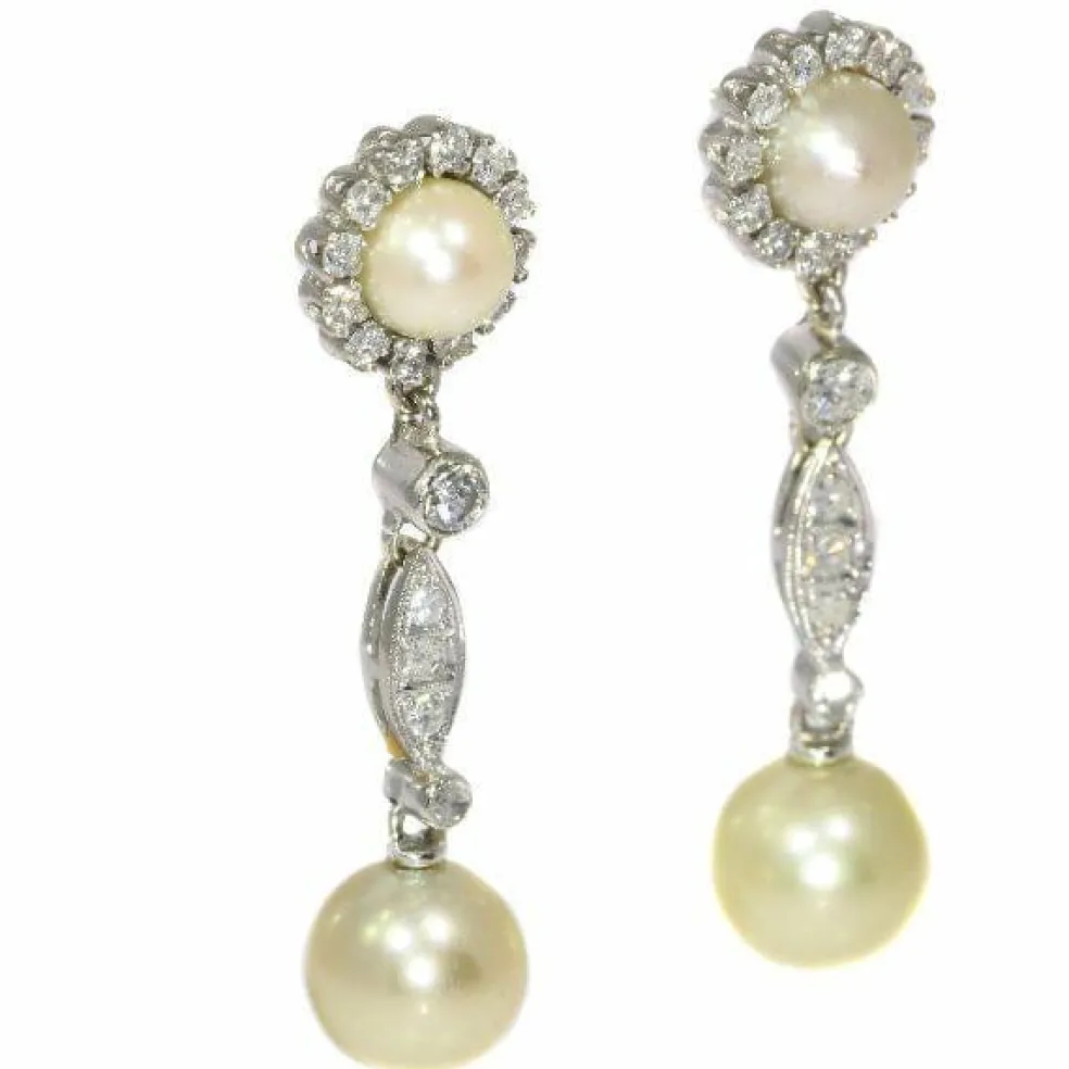 Boucles d'oreilles diamant et perle