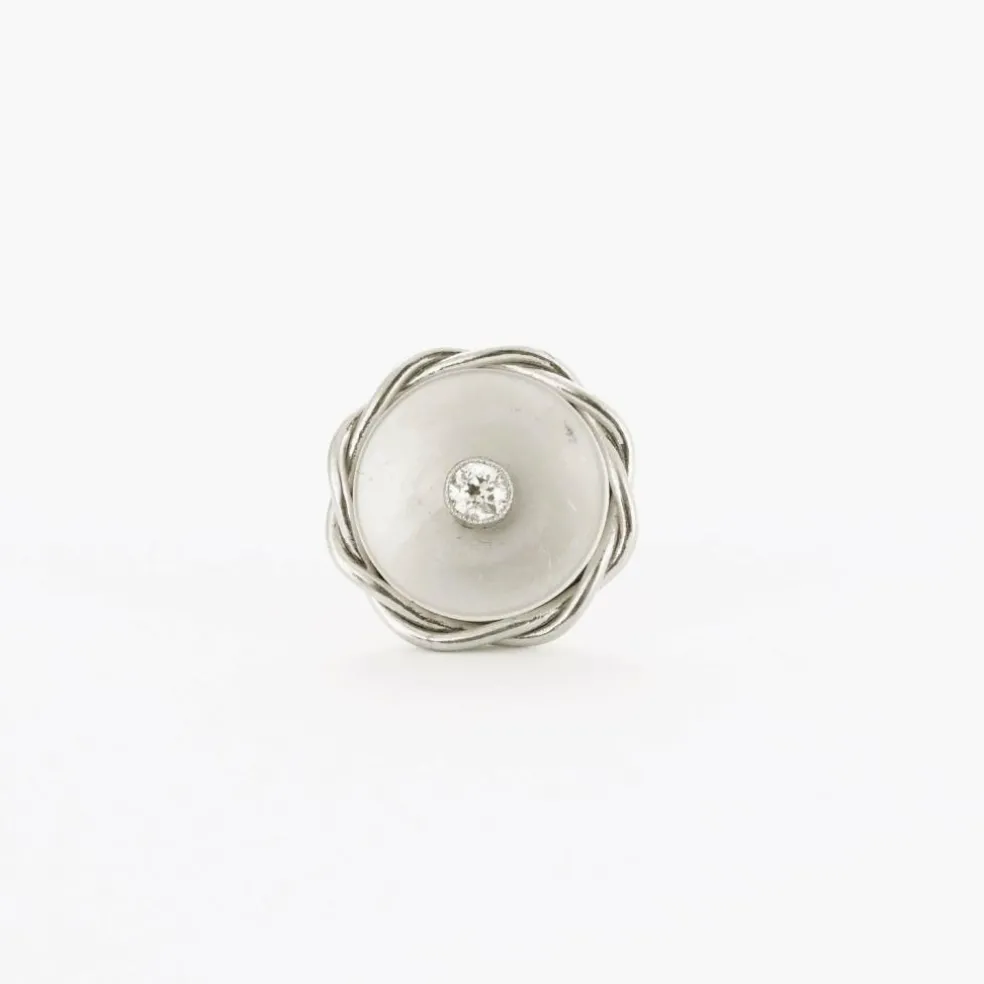 Boucles d'oreilles diamants nacre platine et or jaune