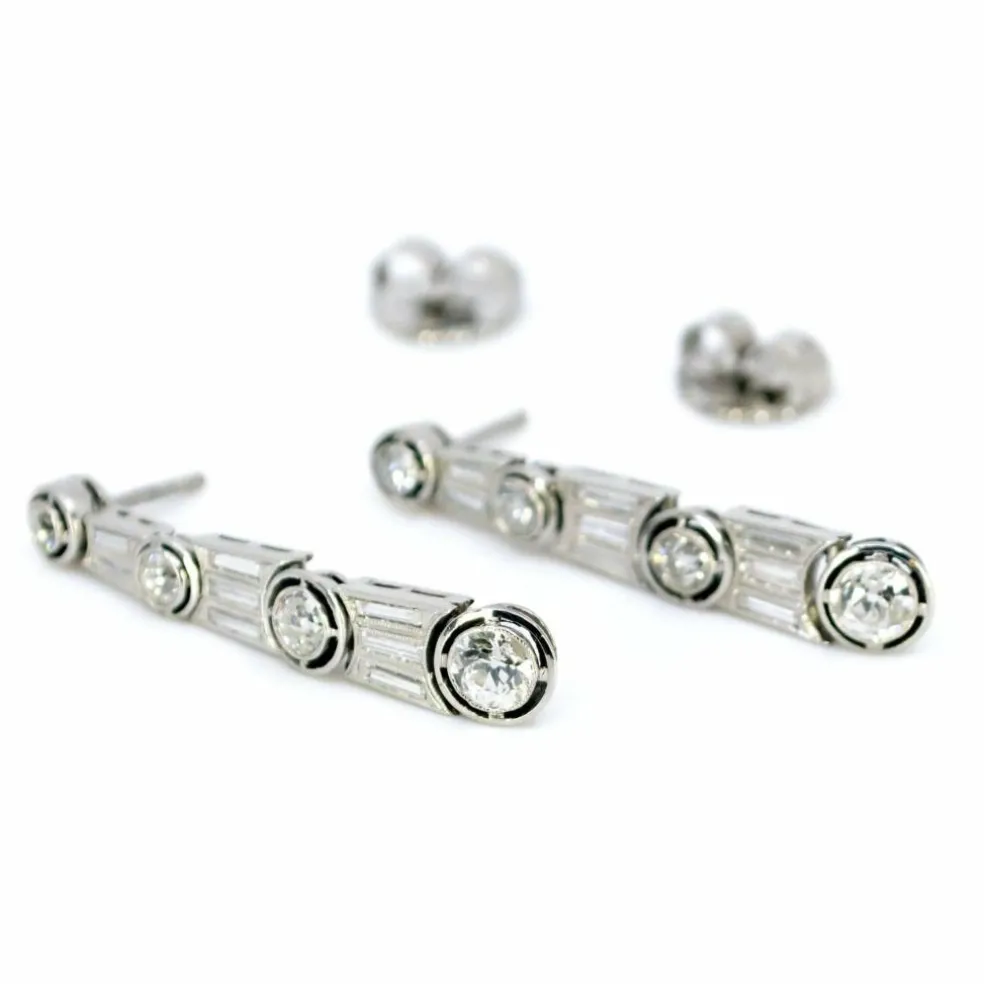 Boucles d'Oreilles Diamant, Platine