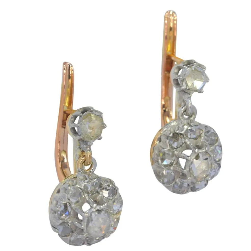 Boucles d'oreilles diamant pendantes vintage