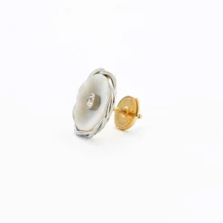 Boucles d'oreilles diamants nacre platine et or jaune