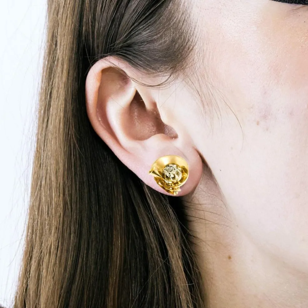 Boucles d'oreilles diamants or jaune en volutes