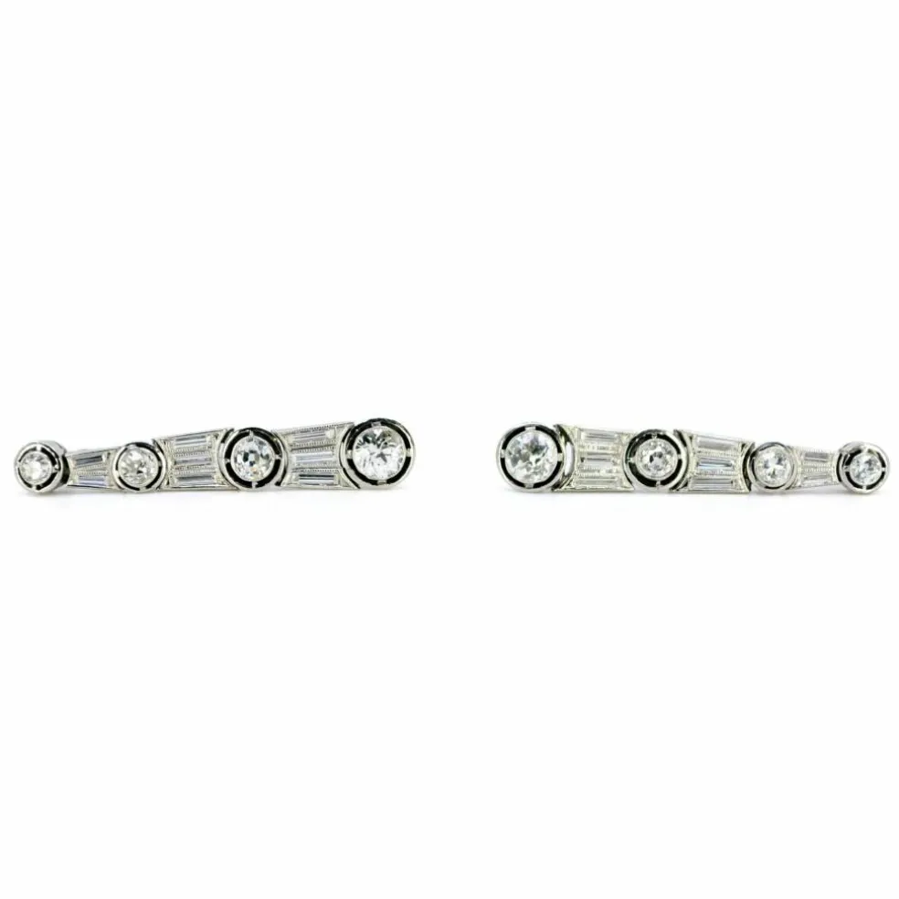 Boucles d'Oreilles Diamant, Platine