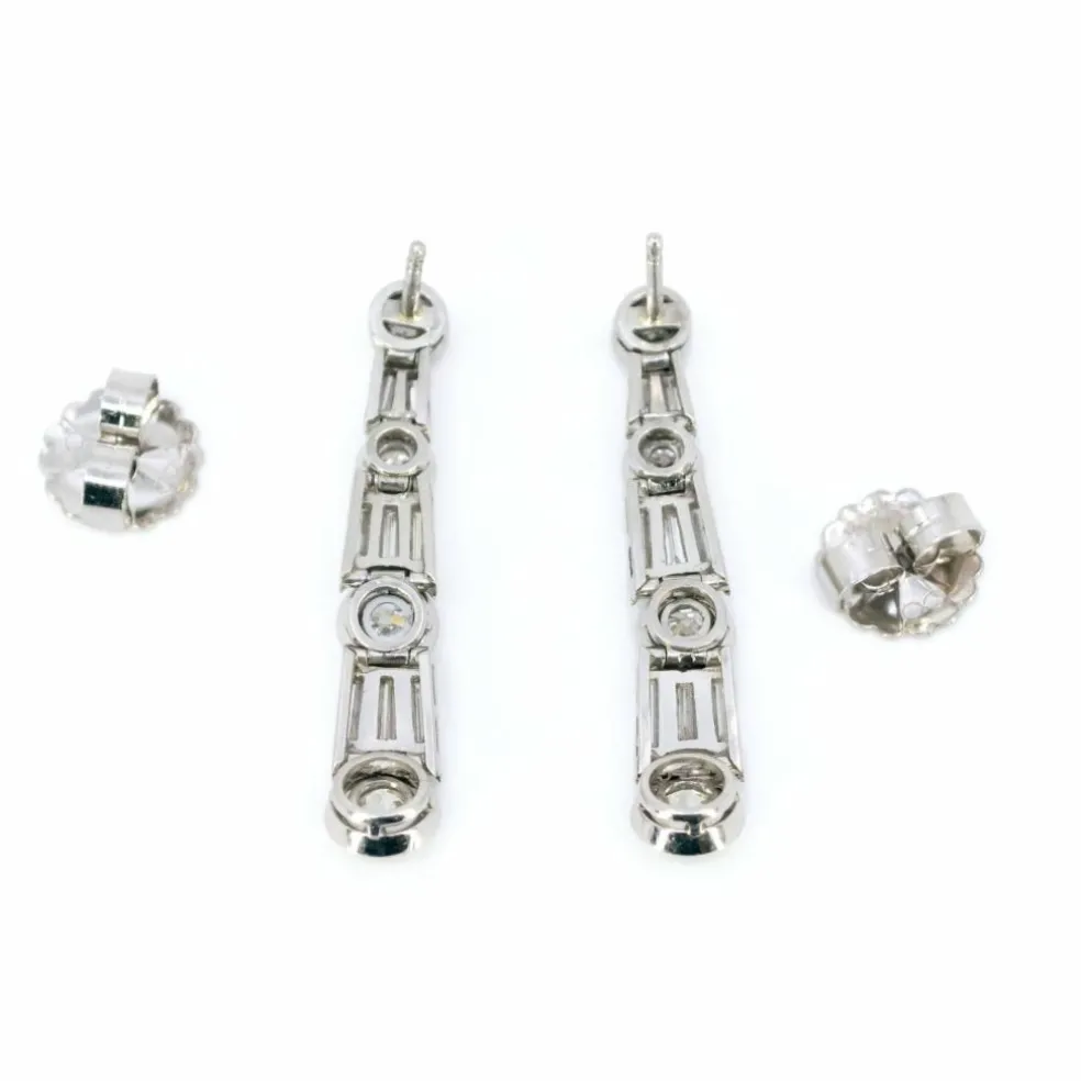 Boucles d'Oreilles Diamant, Platine