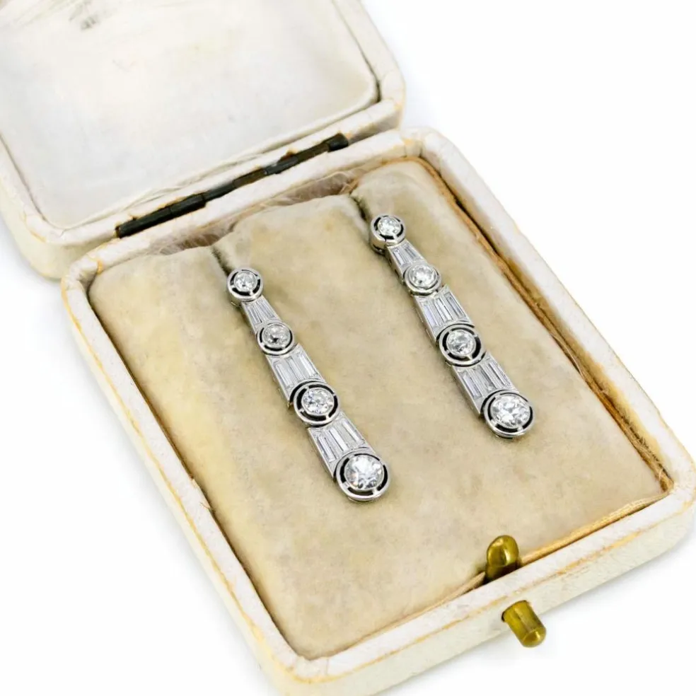Boucles d'Oreilles Diamant, Platine