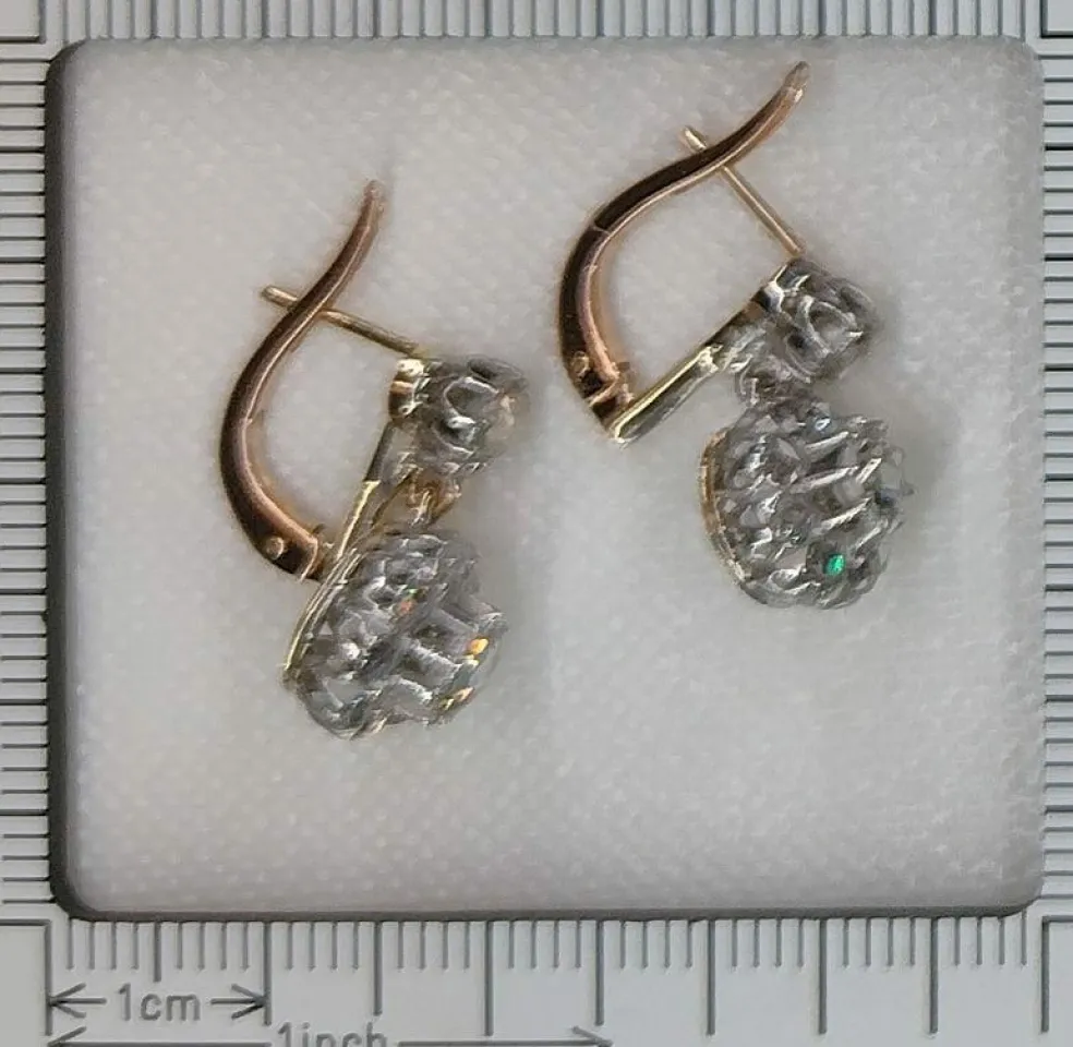 Boucles d'oreilles diamant pendantes vintage
