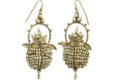 Boucles d'oreilles dorées perles anciennes