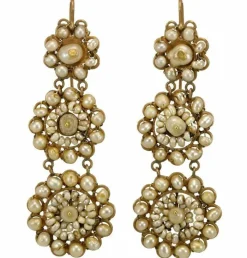 Boucles d'oreilles dorées perles anciennes