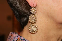 Boucles d'oreilles dorées perles anciennes