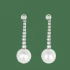 BOUCLES D'OREILLES "DORMEUSES" OR BLANC DIAMANTS ET PERLES