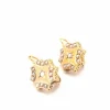 Boucles d'oreilles dormeuse or jaune, perles et rose de diamants