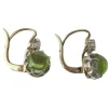 Boucles d’oreilles dormeuses anciennes diamant cabochon péridot